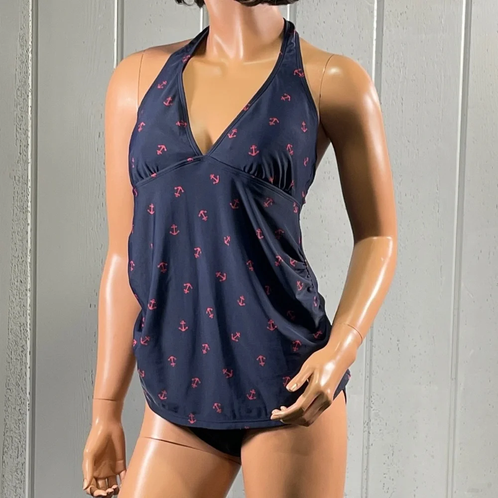 **Old Navy Women’s Navy Blue & Red Anchor Tankini Sz SP